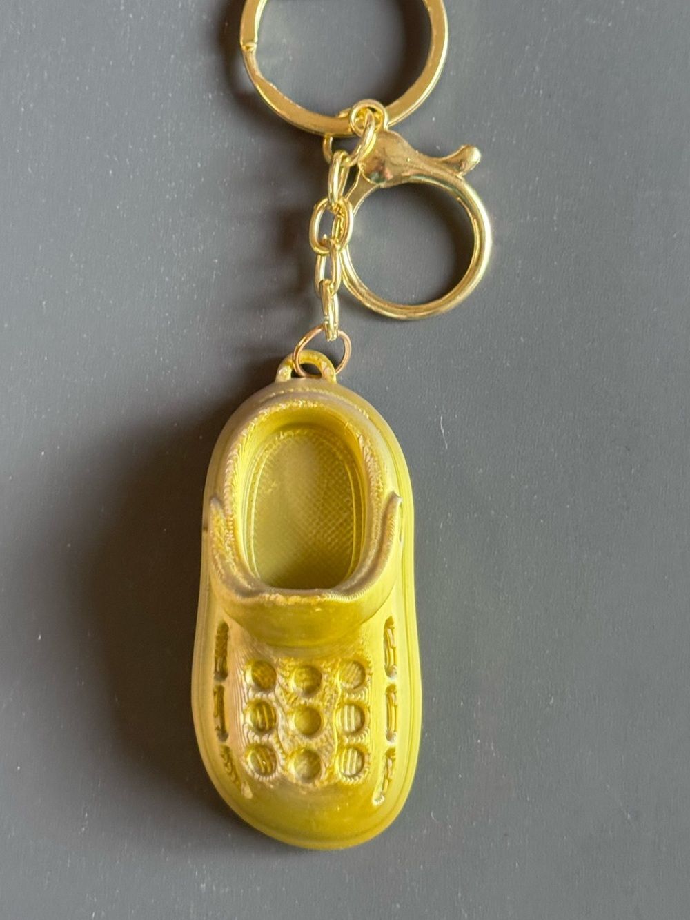 NWT 3D Printed Croc Clog Shoe Keychain Yellow Gold Silk PLA Bag Charm